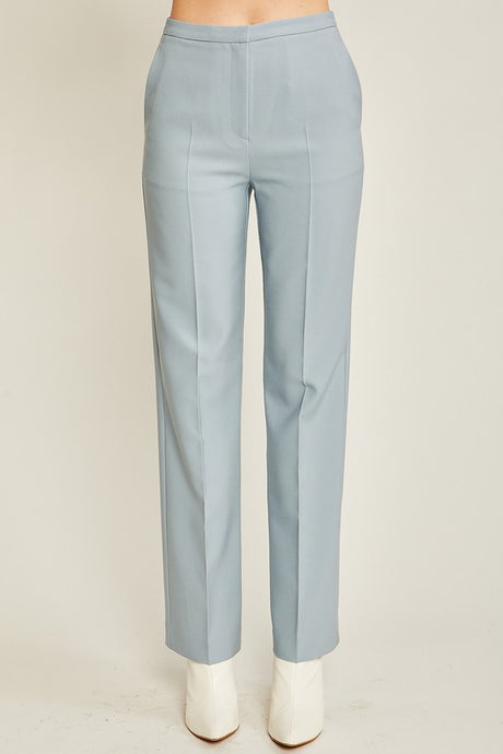 Blue Stone Woven Solid Formal Long Pants