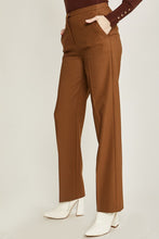 Brown Woven Solid Formal Long Pants