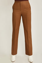 Brown Woven Solid Formal Long Pants