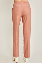 Wood Pink Woven Solid Formal Long Pants