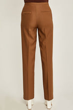 Brown Woven Solid Formal Long Pants