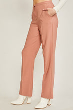 Wood Pink Woven Solid Formal Long Pants