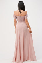 Light Pink Off The Shoulder Sequin Lace And Chiffon Dress