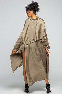 Olive Large And Long Shirt Dress -Ring Back Detail