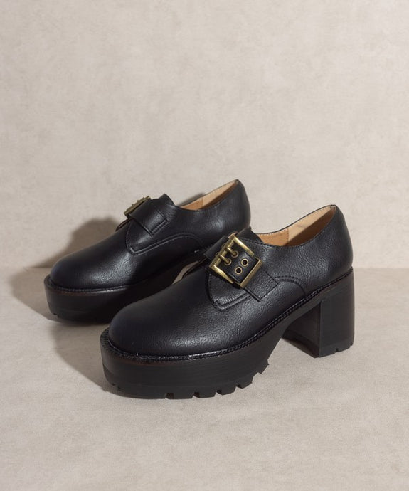 Black Buckled Platform Loafers