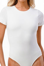 White Crew Neck Short Sleeve Double Layered Bodysuit