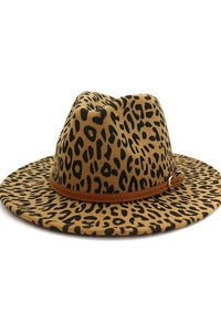 Brown Leopard Western Felt Hat