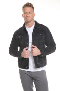 Vintage Black Mens Faded Denim Jacket