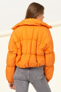 Burnt Orange Chill With Me Long-sleeve Puffer Jacket