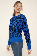 Blue-Multi Charmed Leopard Print Sweater
