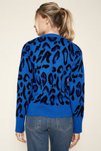 Blue-Multi Charmed Leopard Print Sweater