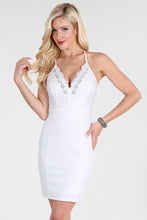 White V-Neck Beaded Embroidery Lace 2-Fer Dress