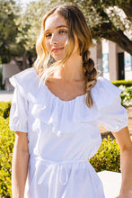 White Ruffle Puff Sleeve Short Prairie Dress