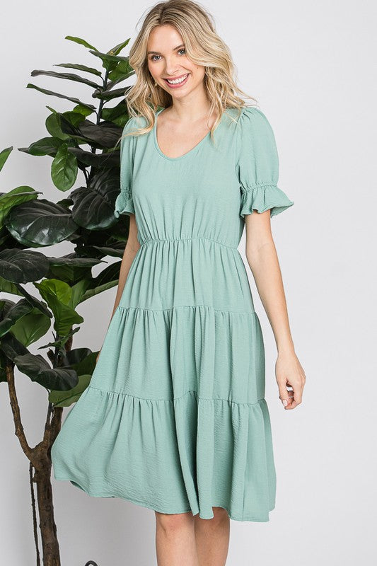 Light Green Soft Summer High Waist Short Dress – Aquarius Brand