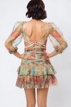 Orange Multi Floral Print Double Ruffle Mini Dress