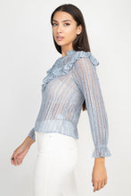 Light Blue Lace Ruffle Blouse