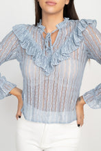 Light Blue Lace Ruffle Blouse
