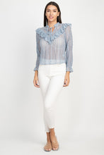 Light Blue Lace Ruffle Blouse