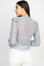 Light Blue Lace Ruffle Blouse
