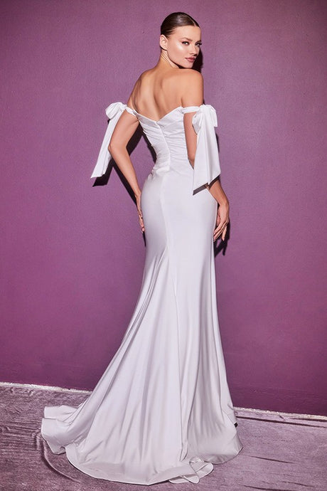 Off White One Shoulder Satin Bridal Wedding Dress