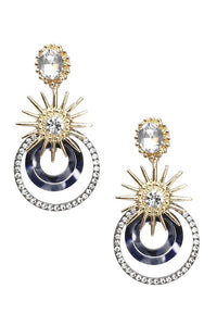 Black Rhinestone Circle Earrings