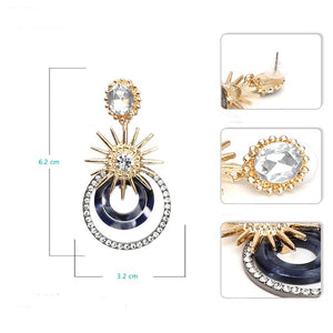 Black Rhinestone Circle Earrings