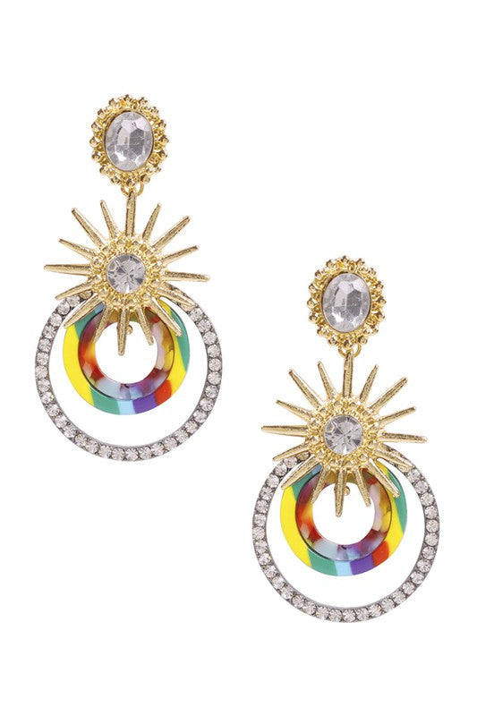 Multi Rhinestone Circle Earrings