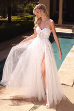 Off White Wrapped Chest Slit White Gauze Embroidered Wedding Dress