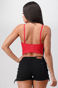 Red Diamond Across Crop Bra Top Bustier