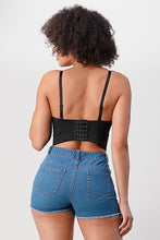 Black Diamond Across Crop Bra Top Bustier