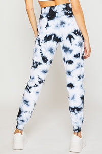 White/Black Fleece Tie Dye Relax Fit Jogger