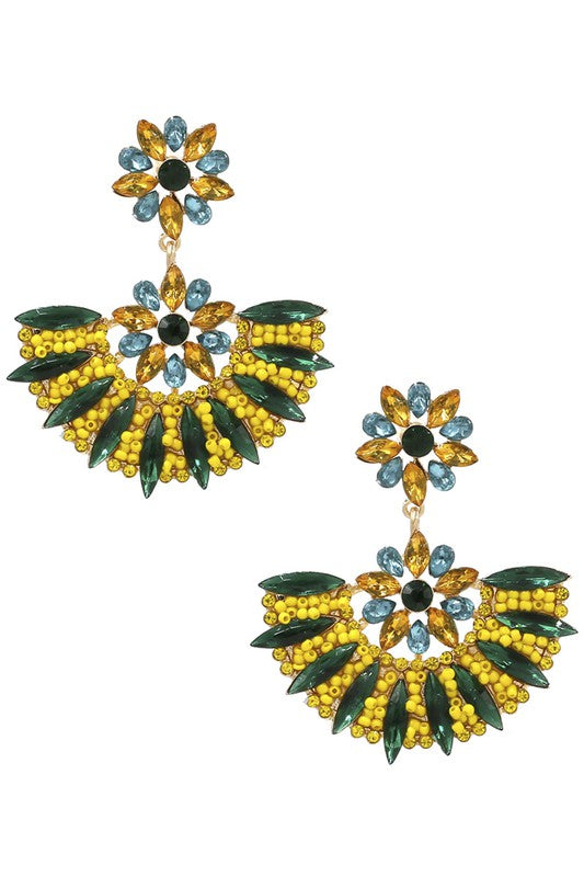 Baroque Sector Rhinestone Earrings