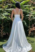 Off White A-line Satin Bridal Dress