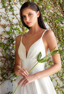 Off White A-line Satin Bridal Dress