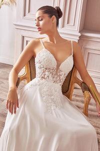 Off White A-line Chffon Bridal Gown
