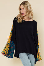 Black Mini Waffle Bell Sleeve Tunic Top