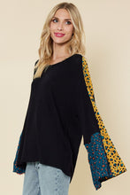 Black Mini Waffle Bell Sleeve Tunic Top