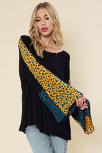 Black Mini Waffle Bell Sleeve Tunic Top