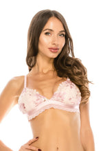 Pink Triangle Floral Lace Bralette W/embroidery