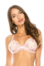 Pink Triangle Floral Lace Bralette W/embroidery