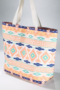 Peach Ethnic and Leopard Print Bag