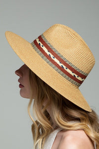 Dark Natural Braided Trim Panama Hat