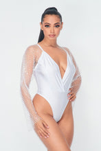 White Rhinestone Bodysuit