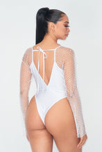 White Rhinestone Bodysuit