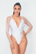White Rhinestone Bodysuit