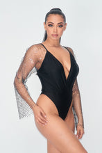 Black Rhinestone Bodysuit