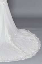 White Long Sleeve Plunge Neckline A Line Bridal Gown