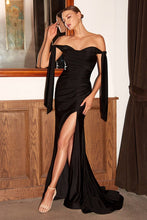 Black Sexy Drop-shoulder Long Evening Dress