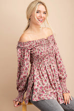 Mauve Multi Ditsy Floral Smocked Top