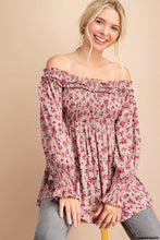 Mauve Multi Ditsy Floral Smocked Top
